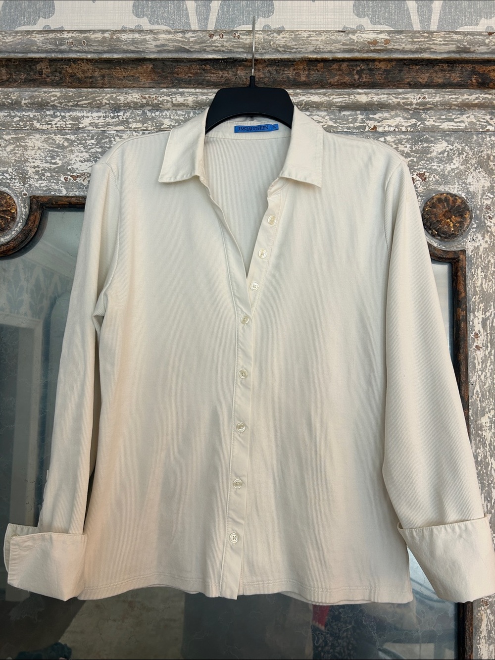 Women's Cream Button-Down Casual Shirt